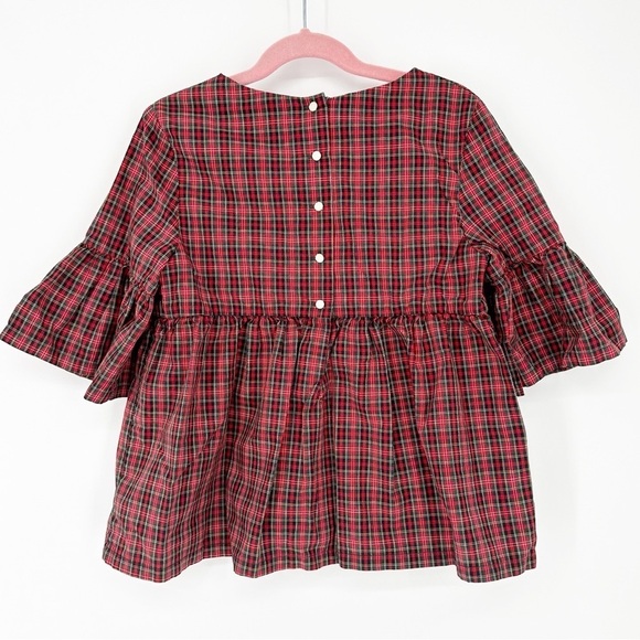 Polo Ralph Lauren Girls' Size 10 Bell-Sleeve Red Plaid Top Blouse - Picture 2 of 7